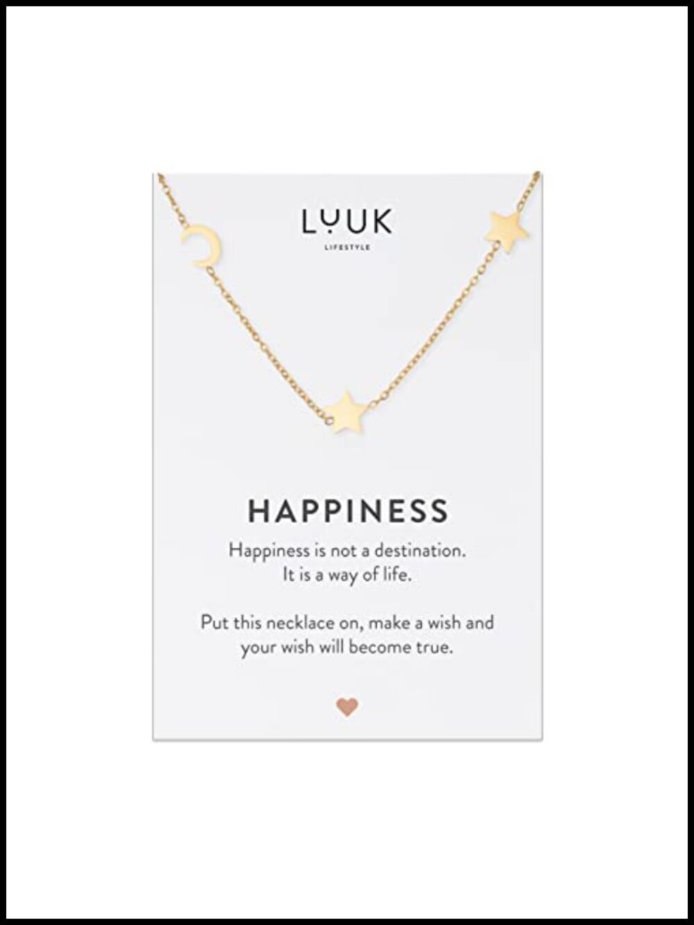 Stainless Steel Pendant Necklace with Moon and Stars Charms, Adjustable 20 inch